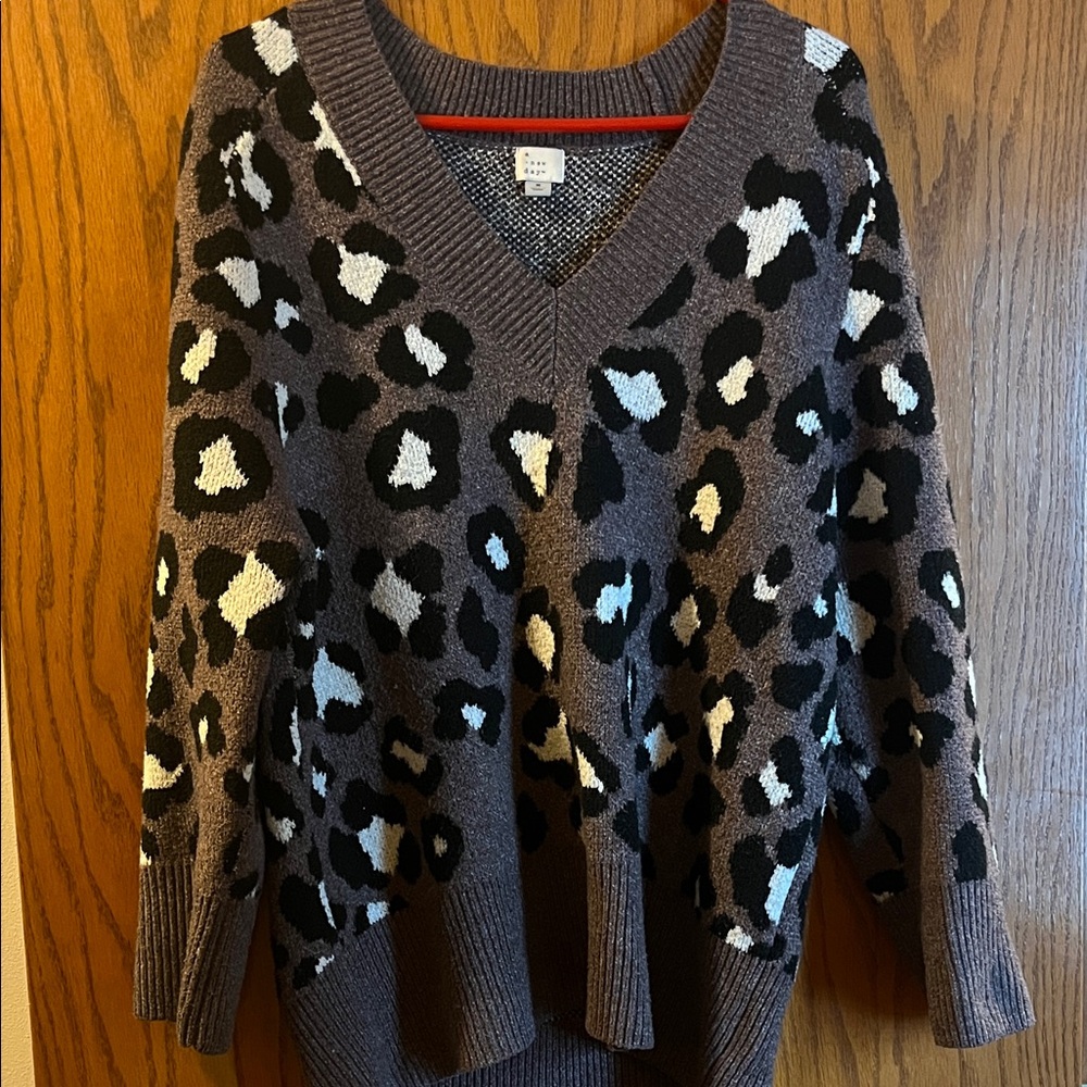 a new day Animal Print V-Neck Sweater
